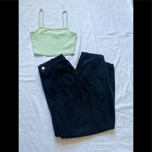 Balloon jeans H&M size 0 and crop top worn once size Xs mint both for sale.